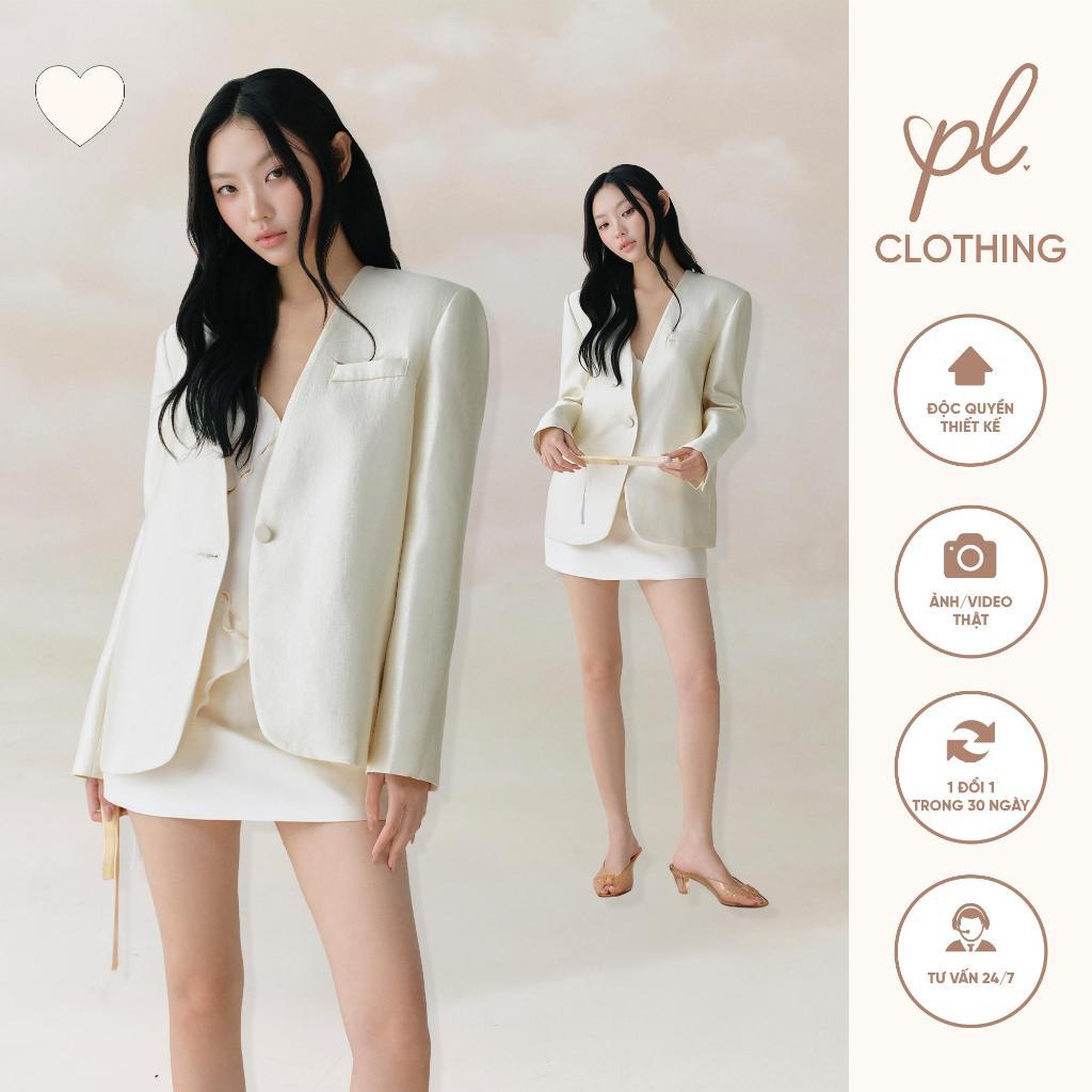 Áo Nữ AVA Vest Cổ Tim Khoác Blazer Công Sở Thời Trang Thanh Lịch Tôn Dáng Dệt Kim | PL CLOTHING 8835