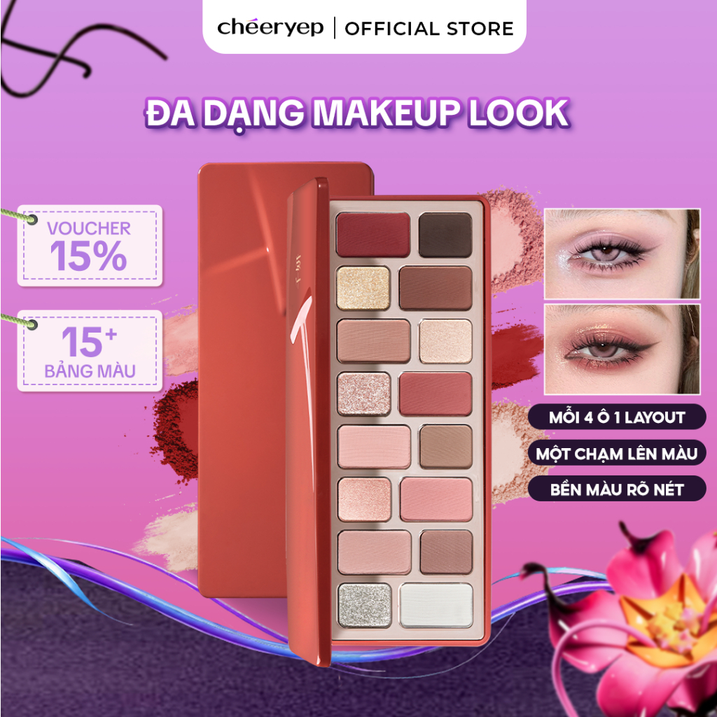 Bảng Phấn Mắt CHEERYEP 16 Ô Natural Star Đa Năng Dễ Dùng Chuẩn Màu Lâu Trôi Đa Dạng Bảng Màu Nhũ Lì