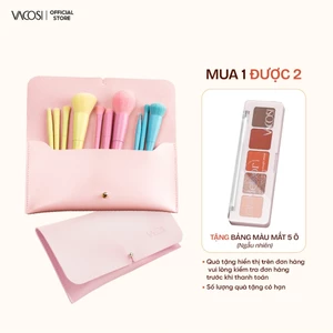 Bộ Cọ Cá Nhân 10 Cây & Ví Hồng VACOSI CANDY PUFFY BRUSH SET - BC34
