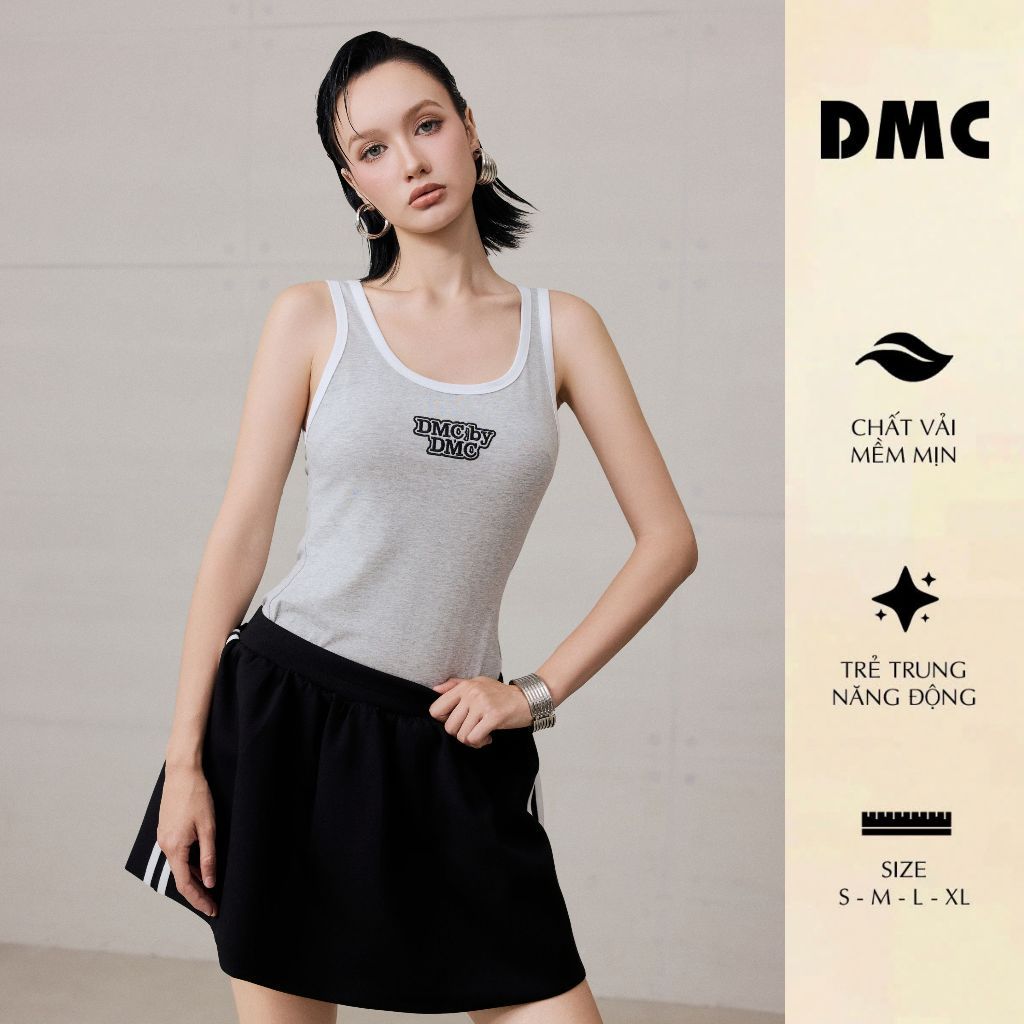 [BST Thu đông] DMC Áo Ba Lỗ Cotton Cổ Tròn Phối Viền Thêu Logo - Cotton Sleeveless EC2