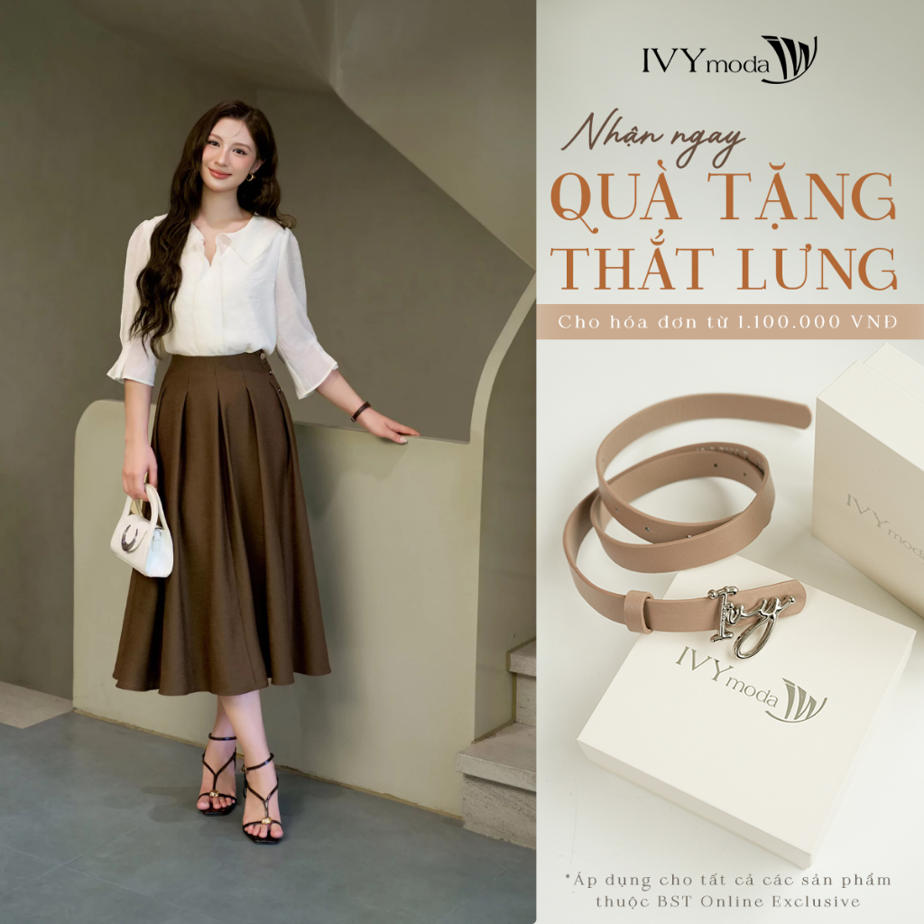 Áo sơ mi lụa tay lỡ, cổ sen dáng suông phối tay bèo thanh lịch công sở dạo phố tôn dáng IVY moda 17T0326