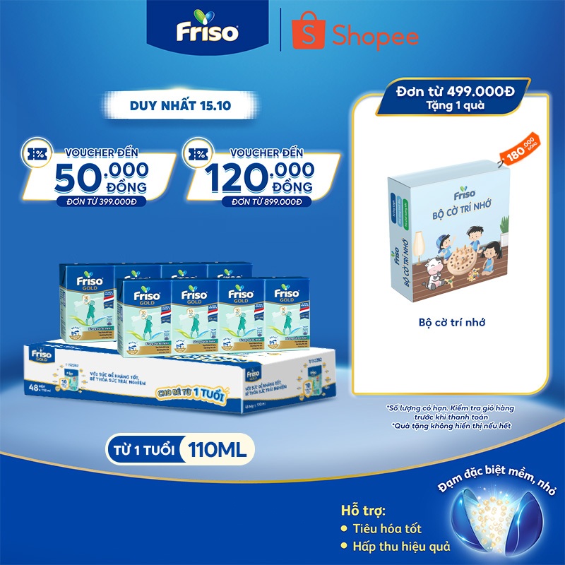 Thùng 48 hộp Sữa uống dinh dưỡng Friso Gold (110ml/hộp)