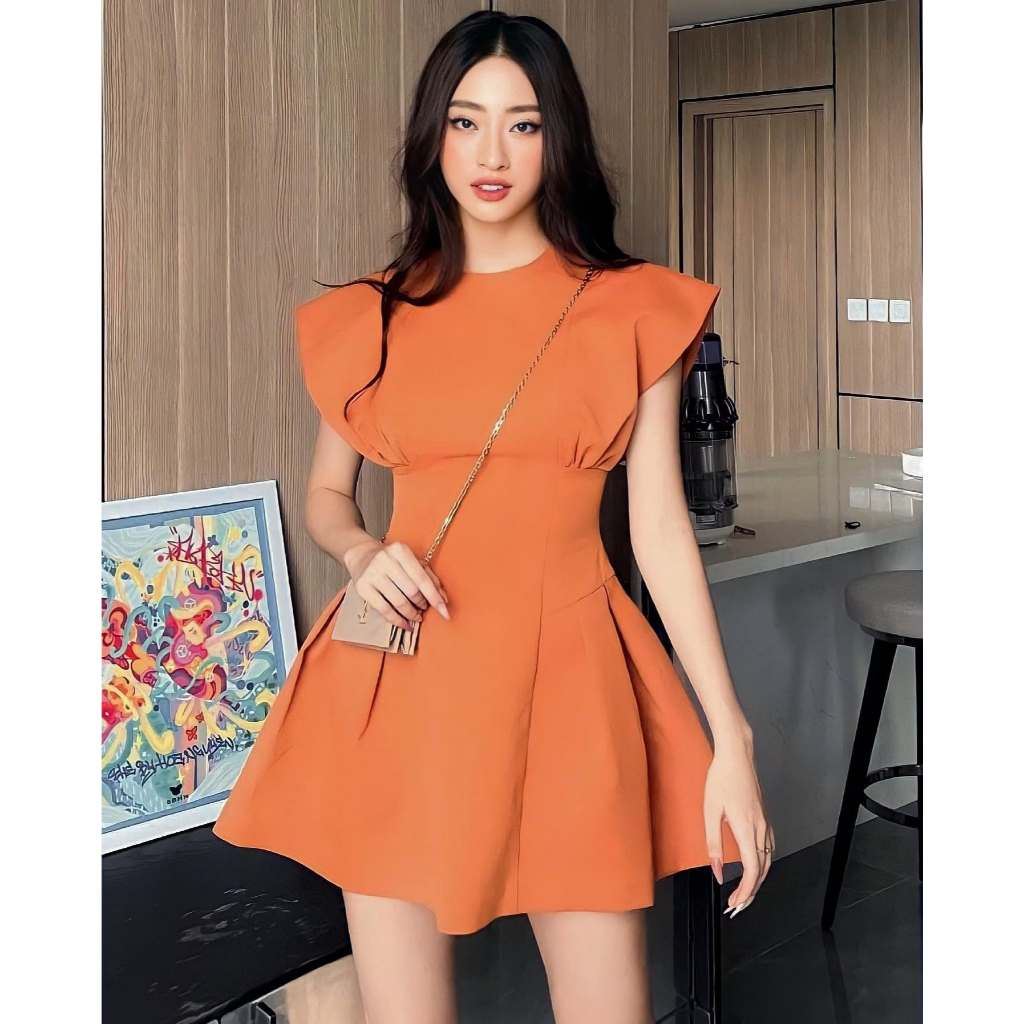 SOYOUNG | ORANGE TIARA DRESS - Đầm Xòe Nữ Màu Cam Cổ Tròn Thiết Kế ...