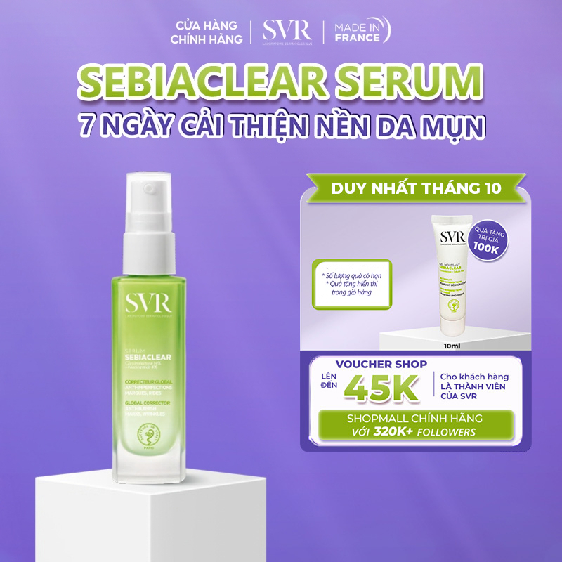 Tinh chất giảm mụn, ngừa thâm và mềm mịn da 4 trong 1 SVR Sebiaclear Serum 30ml