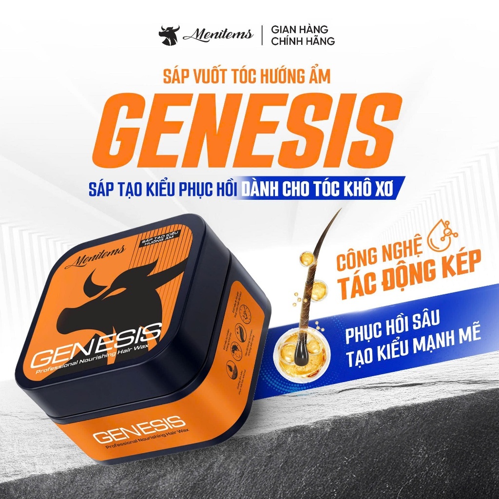 Sáp vuốt tóc nam Menitems Genesis 50g cho tóc khô xơ, lên form chuẩn, giữ nếp lâu, không bết tóc