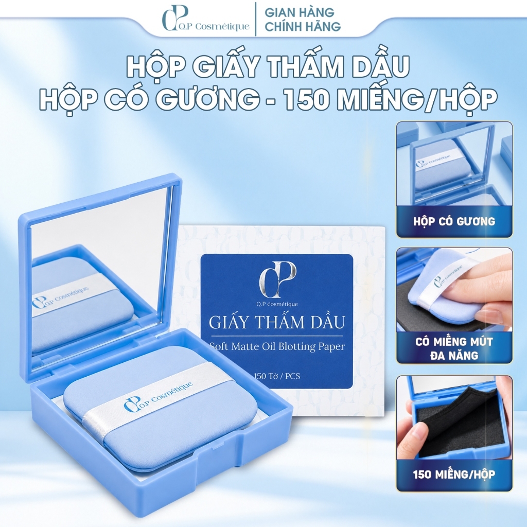Giấy Thấm Dầu Q.P Cosmétique 150 Tờ Thấm Hút Dầu Thừa Hiệu Quả, Tiện Lợi Mang Theo