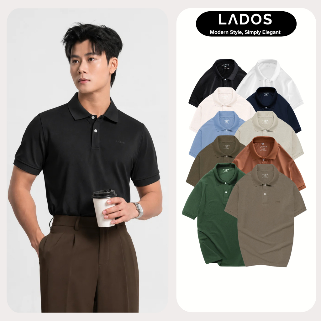Áo thun có cổ nam (polo) nhiều màu LADOS - 39084 chất vải dày dặn thấm hút mồ hôi