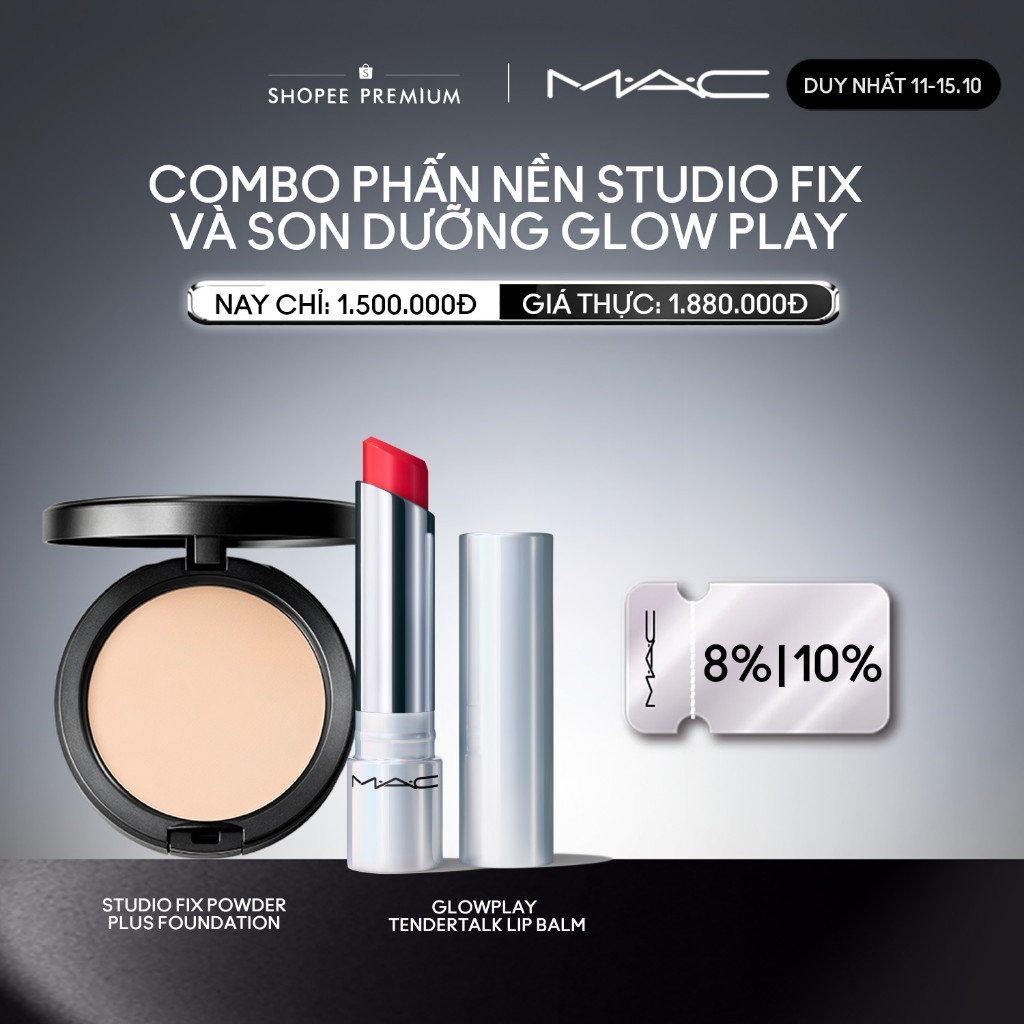 [ƯU ĐÃI 11-15.10] MAC - Bộ 2 món: Phấn nền Studio Fix Powder, Son dưỡng Glow Play Lip Balm