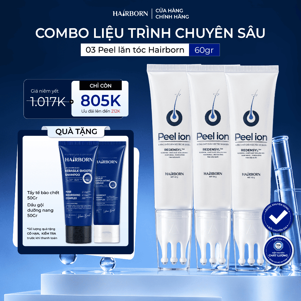 Combo 3 Lăn Tóc Hairborn Tuýp 60ml, Thương Hiệu Hairborn, Tinh Chất nuôi Dưỡng tóc siêu tiết kiệm
