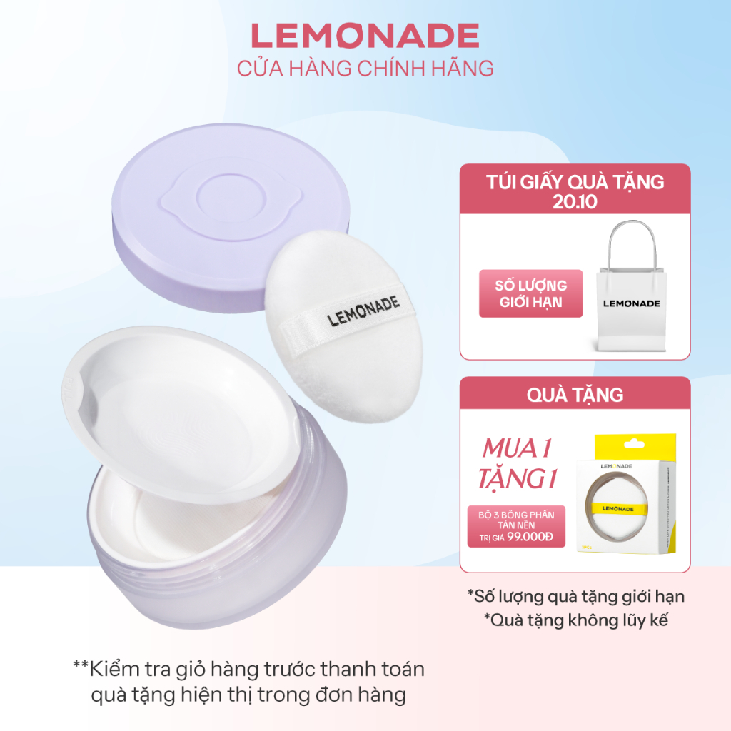 Phấn phủ mỏng nhẹ kiềm dầu thuần chay chống nắng Lemonade Supermatte NoMakeup Loose Powder 9g