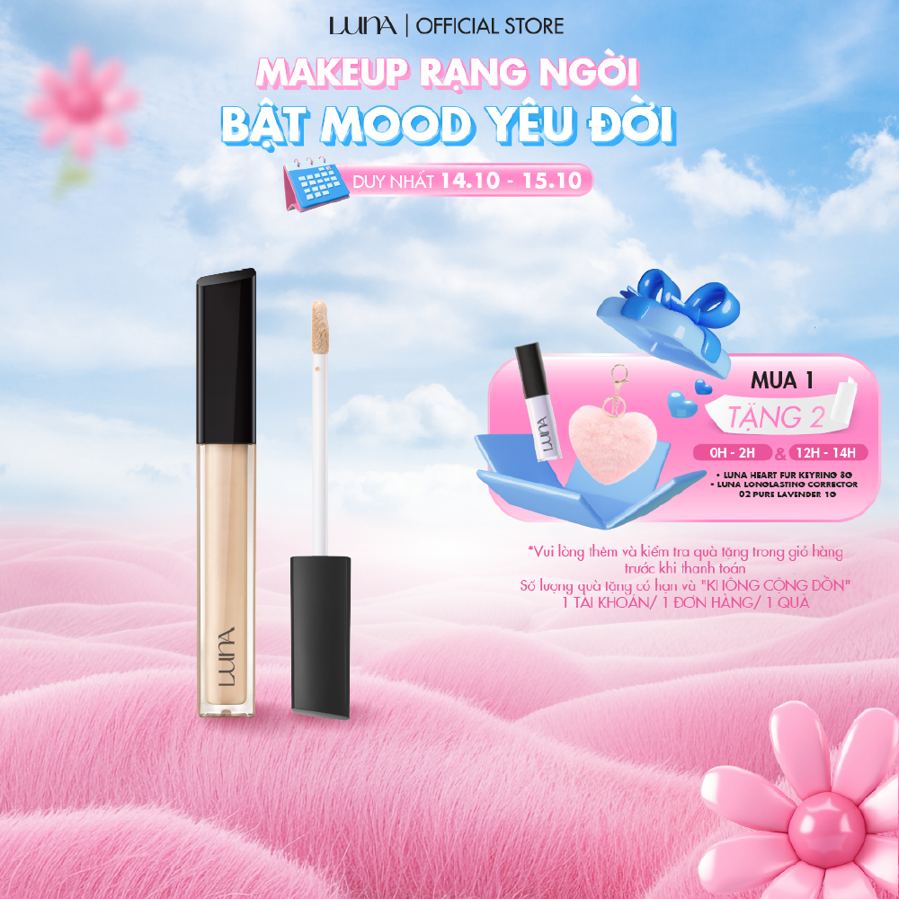 Kem che khuyết điểm lâu trôi Luna LongLasting Tip Concealer Cover-Fit hoàn hảo tự nhiên 7.5g