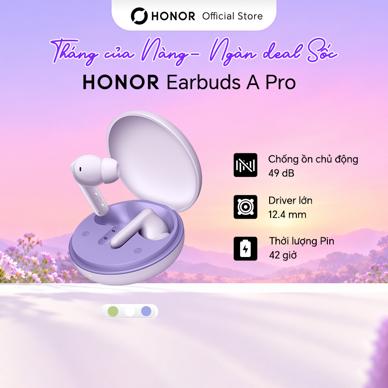 Tai Nghe Honor Earbuds A Pro | Khử Tiếng Ồn Chủ Động | Thời Lượng Pin Lên Đến 42H | Bluetooth 5.3 | Bảo Hành 12 Tháng