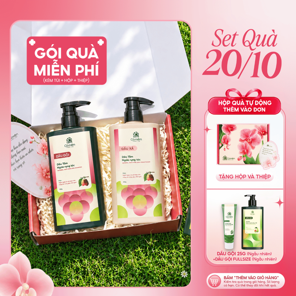 [Set Quà Tặng 20/10]Combo Dầu Gội Xả Cho Tóc Yếu Rụng Hỗ Trợ Mọc Tóc Cải Thiện Hư Tổn Cỏ Mềm| Hộp Quà Tặng Mẹ, Cô Giáo
