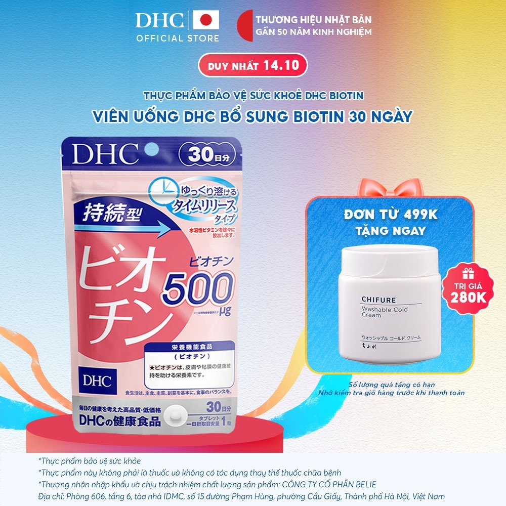 Viên uống DHC Biotin (30 Ngày) - Thực phẩm bảo vệ sức khoẻ DHC Sustained Release Biotin