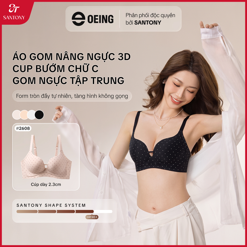 [SANTONY] Áo Ngực Không Gọng Nâng Đẩy Tự Nhiên, Gom Mỡ Nách, Chống Trượt,Cúp Lớn Ôm Trọn, Áo Lót Nữ Mặc Hằng Ngày - 2608