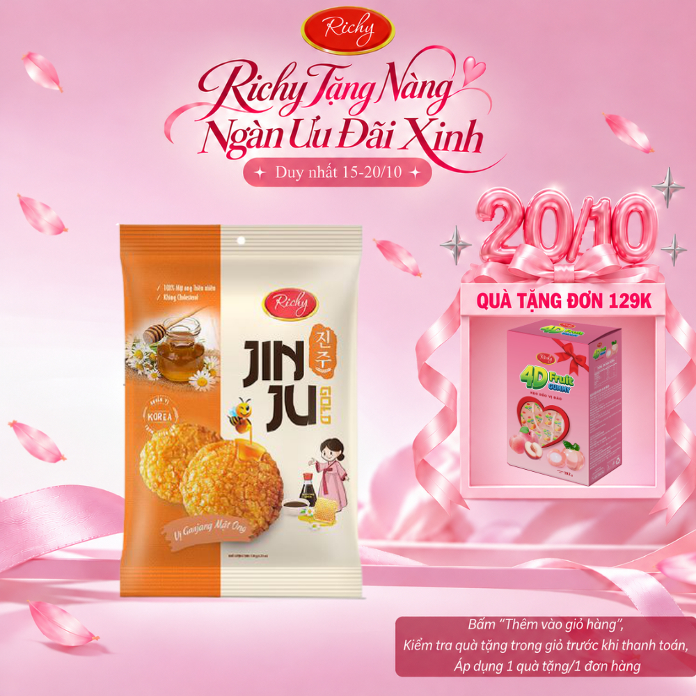 [HỎA TỐC HN] [Quà Tặng Đơn 129k] Bánh gạo Richy Jinju Gold hương vị Ganjang mật ong 100g