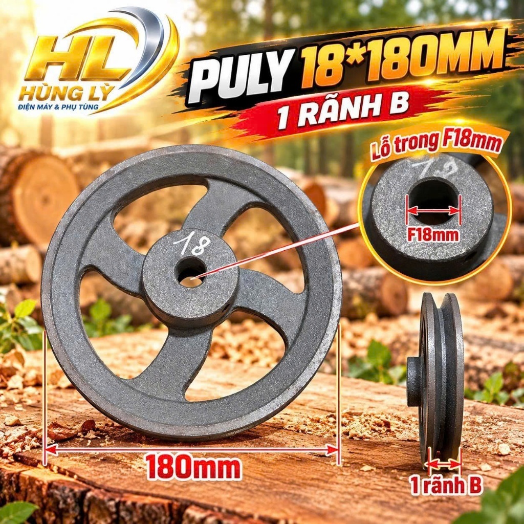 Puly 18*180mm 1 rãnh B-Thiết kế chắc chắn, phù hợp sử dụng trong các hệ ...