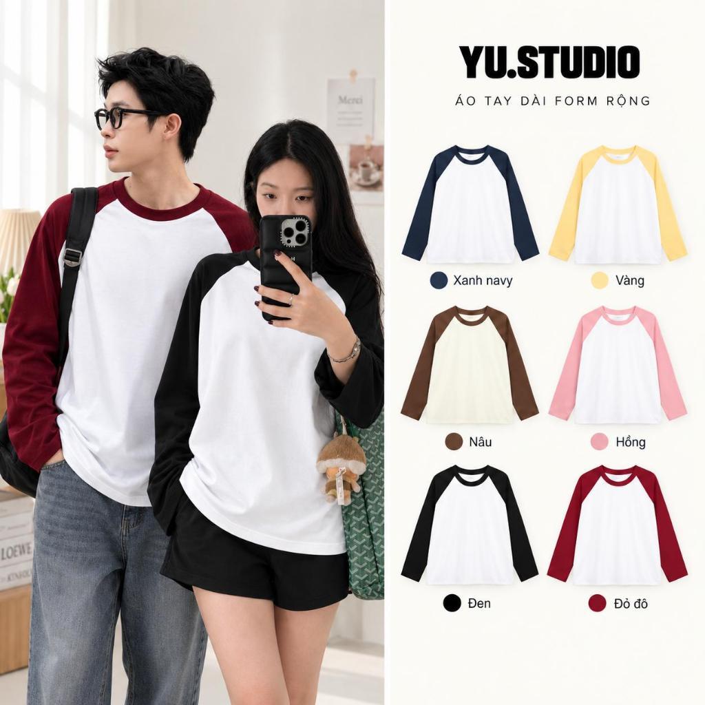 Áo thun nữ tay dài phối màu raglan form rộng chất cotton co giãn 2 chiều mẫu Raglan Trơn