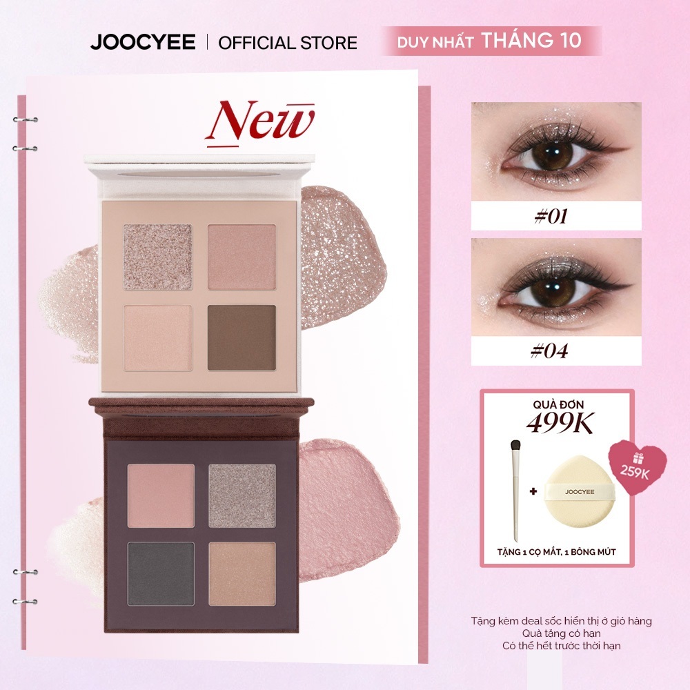 [NEW] Bảng mắt 4 ô mini JOOCYEE MINI QUAD EYESHADOW bảng màu sang trọng, dễ dùng cho người mới makeup