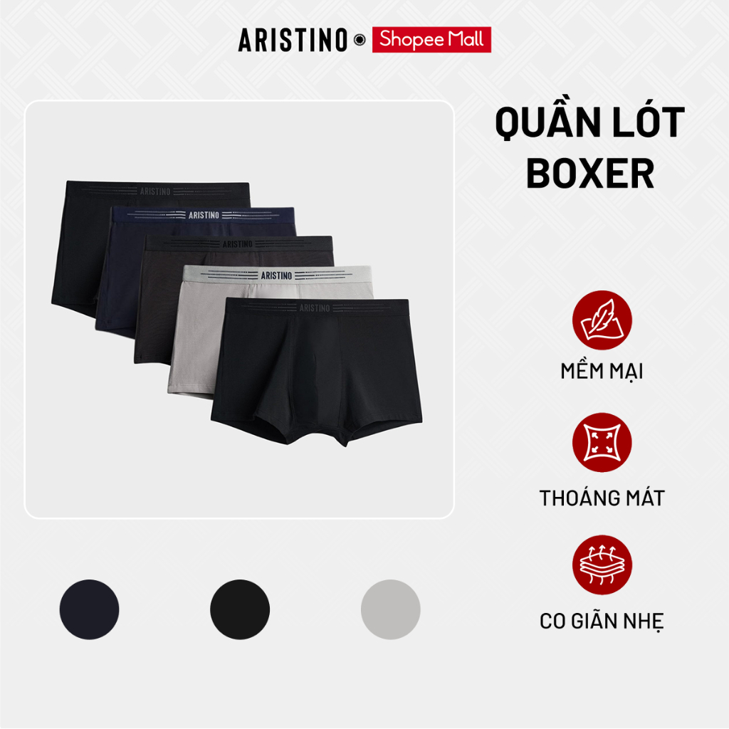 [Combo 5] ARISTINO] Quần Lót Nam Boxer Cotton Organic ABX001EXP05 Co Giãn Mềm Mại Thấm Hút Tốt