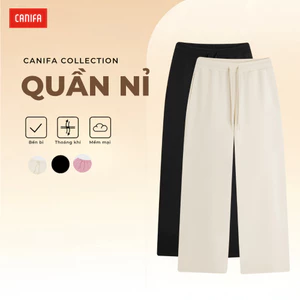 Quần nỉ nữ dài CANIFA dáng suông basic, quần dài nỉ nữ ống suông cạp chun, quần nỉ nữ mặc hàng ngày 6BP26W004