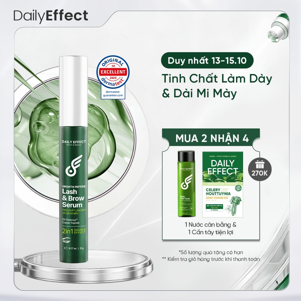Tinh Chất Làm Dày Và Dài Mi - Mày DAILY EFFECT Growth Peptide Lash & Brow Serum (5g)
