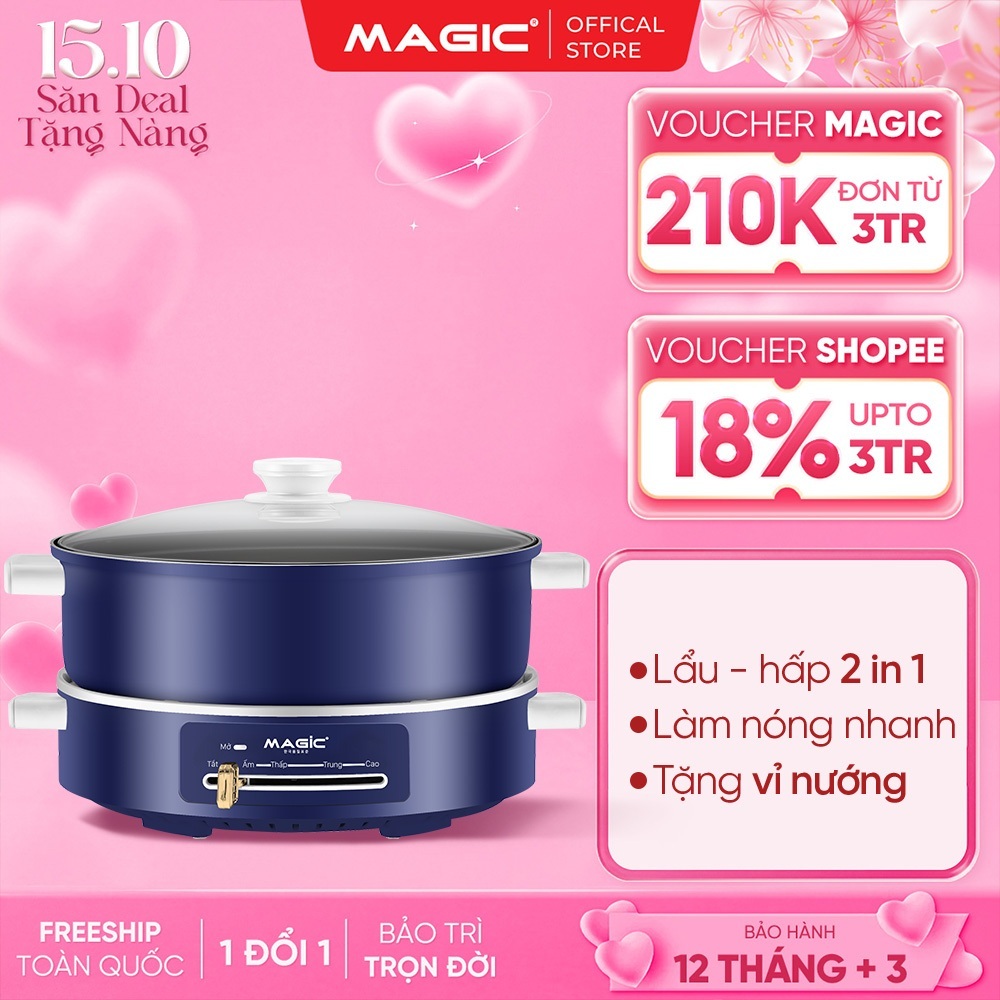Nồi lẩu nướng đa năng Magic A-093, dung tích 5L, công suất 1500W, bảo hành chính hãng 12 tháng