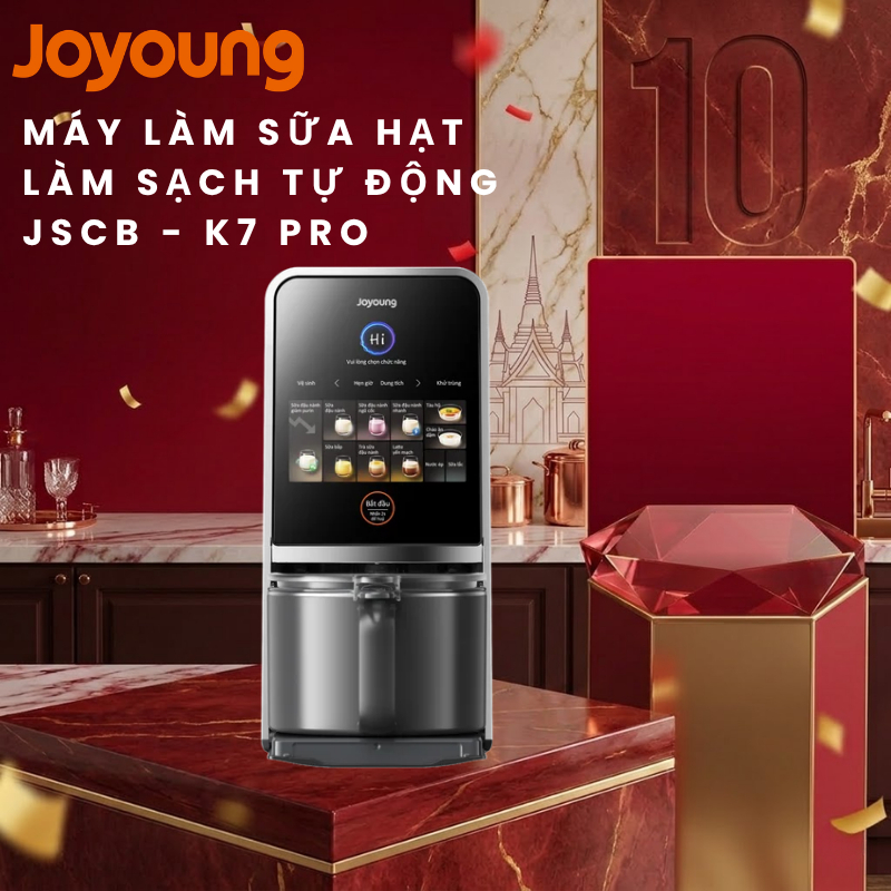 Máy Nấu Sữa Hạt Joyoung JSCB-K7 PRO - Giảm Purin, Độ Ồn Thấp, Tự Vệ sinh, Sấy Khử Khuẩn