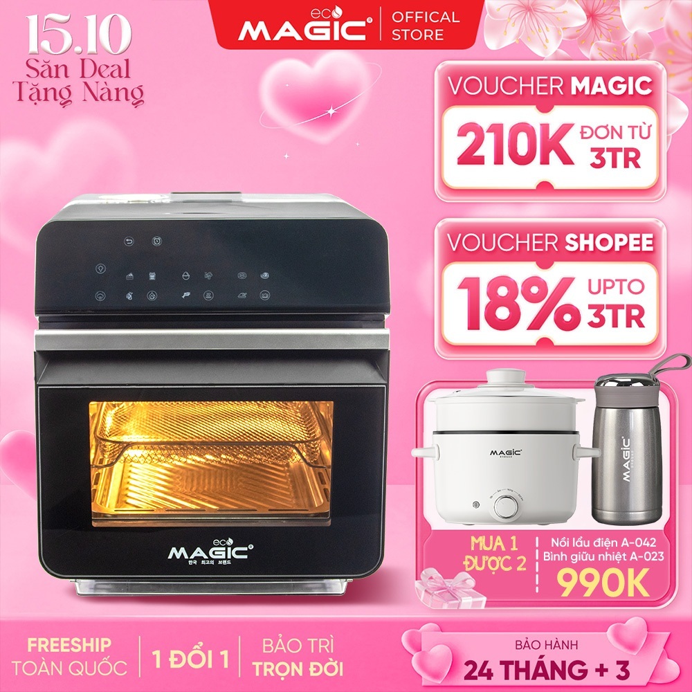 Nồi chiên hơi nước Magic Eco S12 - 9 chế độ nấu, tự vệ sinh bằng hơi nước, dung tích 12L - BH 24th