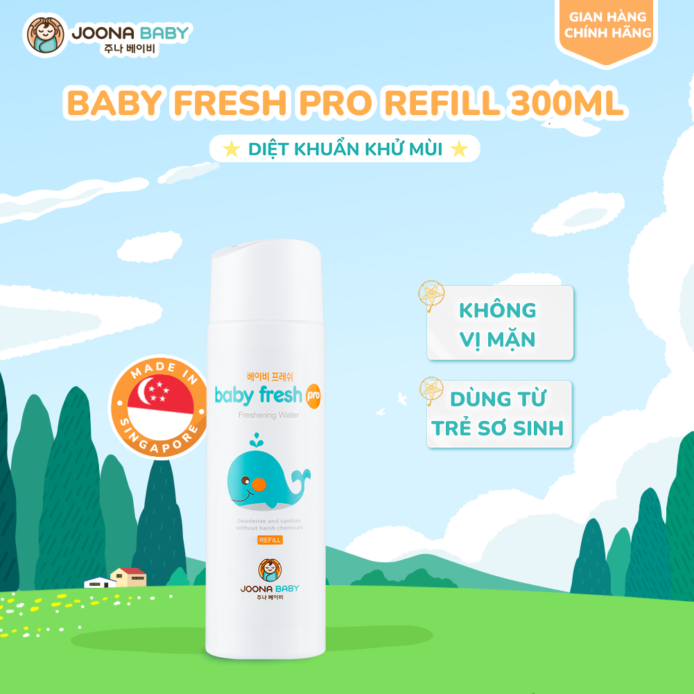 Lõi Xịt Baby Fresh Pro giúp khử khuẩn, khử mùi chai 300ml cho đồ dùng hằng ngày của bé - Joona Baby