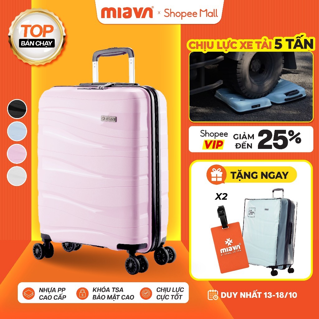 [⚡HOA HẬU] Vali Kéo MIAvn Pisani LANI - Size 20/24/28, Nhựa PP Dẻo Siêu Bền, Hạn Chế Bể Vỡ, Khoá TSA, Bảo Hành Trọn Đời