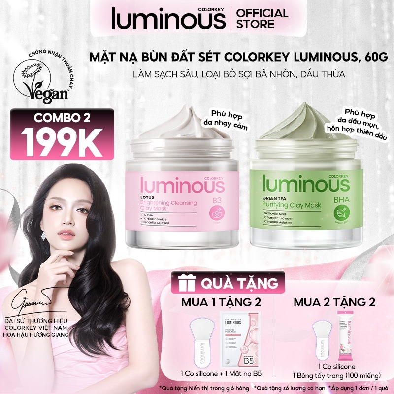 Mặt nạ bùn đất sét phù hợp da nhạy cảm hoặc da dầu Colorkey Luminous Hỗ trợ làm sạch sâu,dưỡng ẩm dịu nhẹ, kiềm dầu| 60g