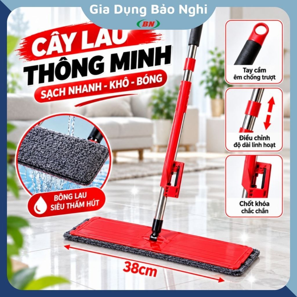 Cây Lau Nhà Tự Vắt Thông Minh - Chổi Lau Sàn Đa Năng Xoay 360 Độ