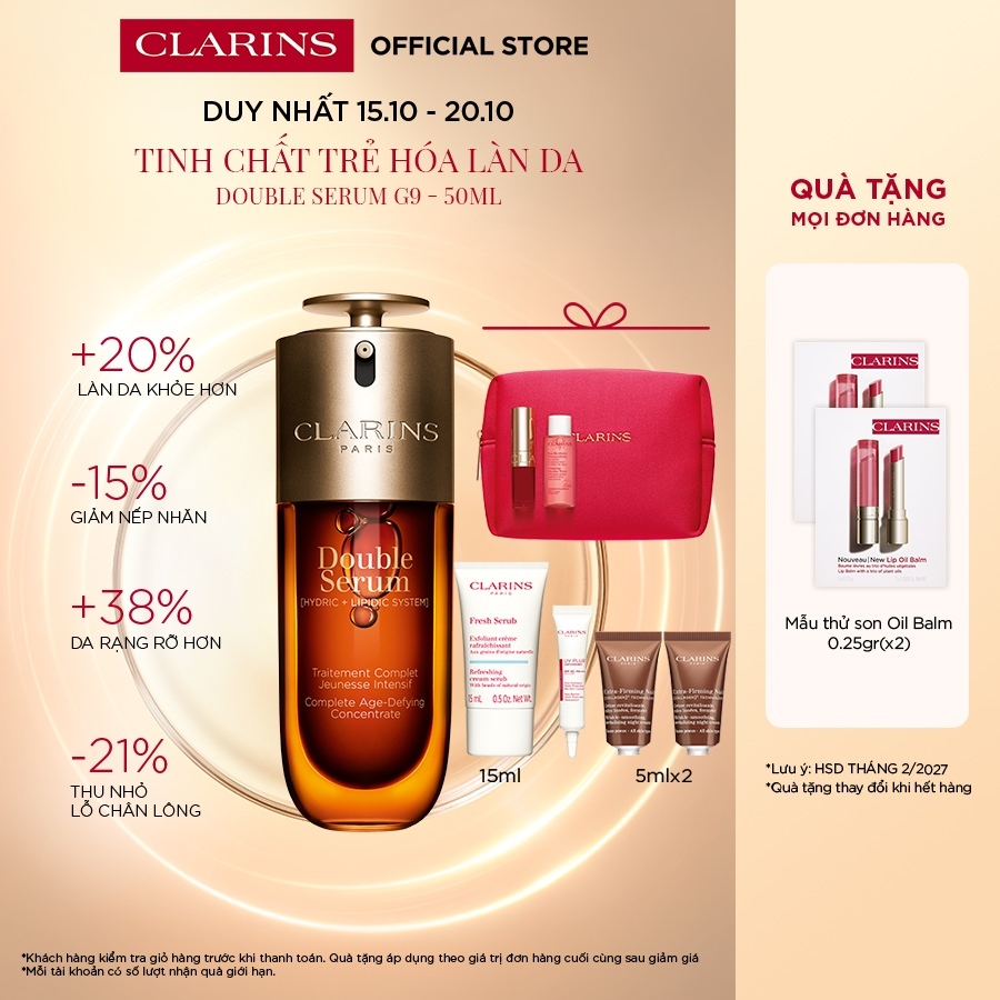 Tinh chất chống lão hóa toàn diện Clarins Double Serum G9 [Hydric+Lipidic System] 50ml