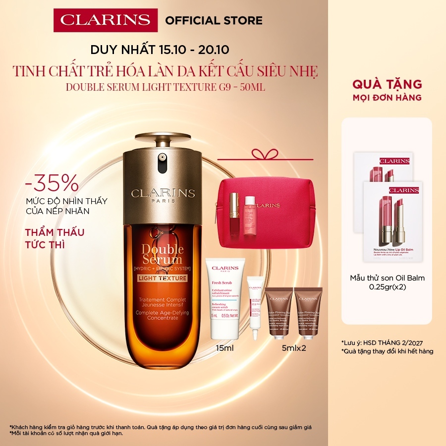 [Light Texture] Tinh Chất Trẻ Hóa Làn Da Clarins Double Serum [Hydric + Lipidic System] 50ml