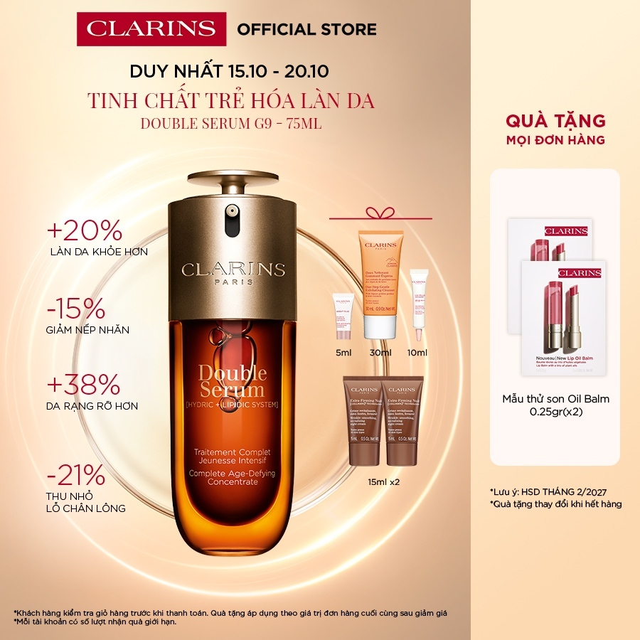 Tinh chất chống lão hóa toàn diện Clarins Double Serum G9 [Hydric+Lipidic System] 75ml
