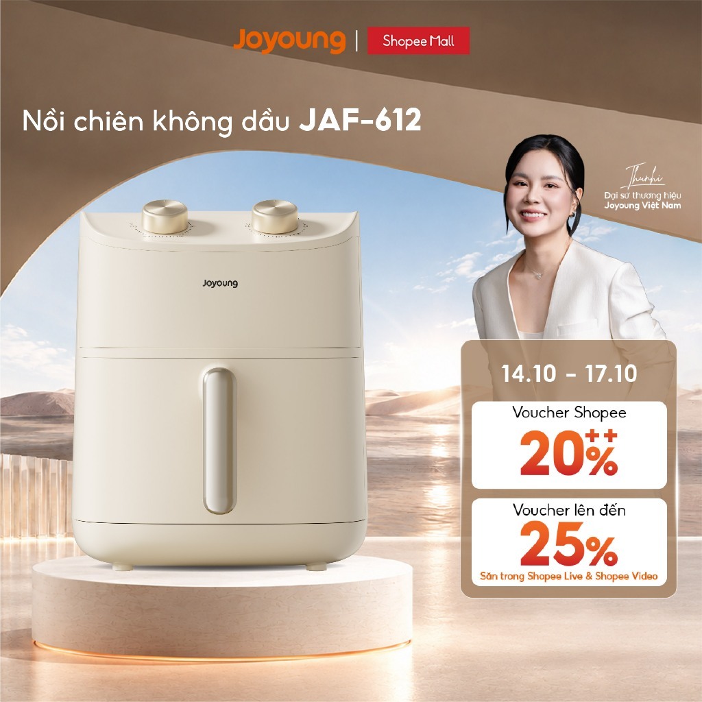 Nồi chiên không dầu 6L Joyoung JAF-612 | Công suất 1700W | Điều khiển núm xoay
