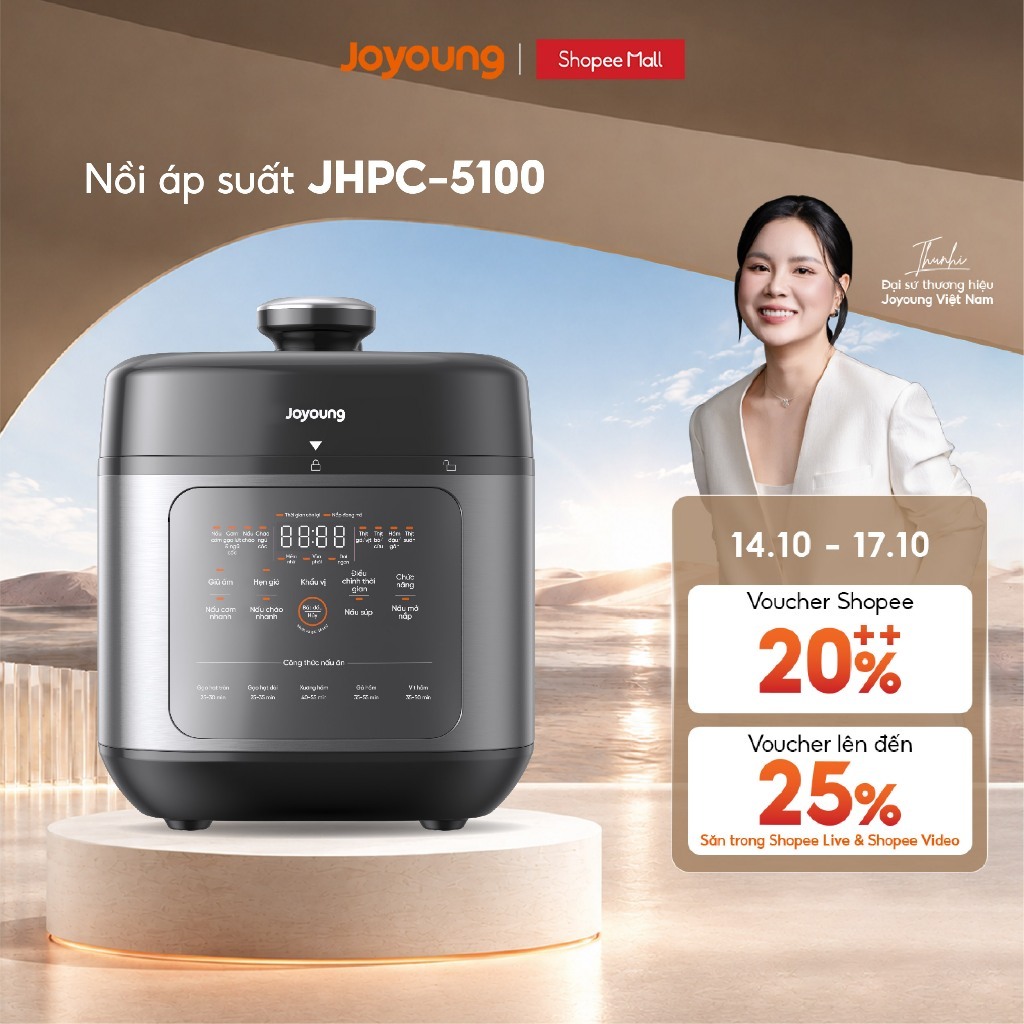 Nồi cơm áp suất, nồi áp suất đa năng 900W Joyoung JHPC-5100 | Dung tích 5L (nấu cơm 1.8L)
