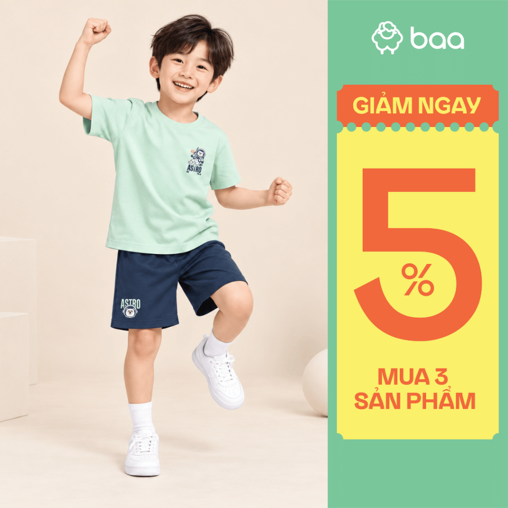 [Mua 3 giảm 5%] Set đồ quần áo cho bé trai thu đông đi học mặc nhà giữ ấm cotton mềm mịn (1-10 tuổi) Baa DB04N