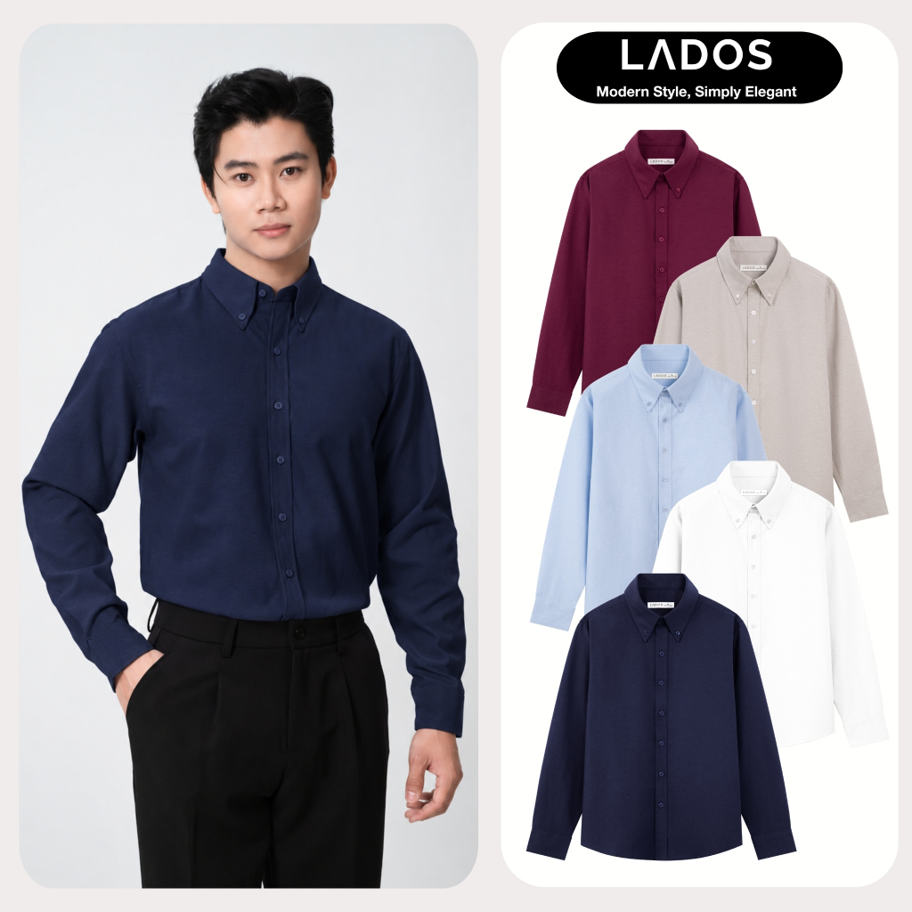 Áo Sơ Mi Nam Cổ Button Down LADOS-38194 Form Regular, Chất Oxford Cao Cấp Siêu Thấm Hút Mồ Hôi, 100% Cotton