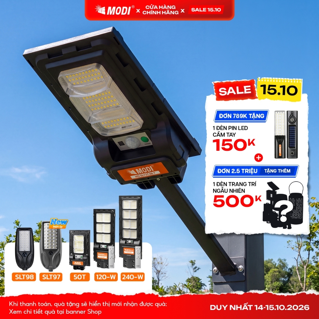 Đèn Năng Lượng Mặt Trời MODI SOLAR, Đèn Led Năng Lượng Mặt Trời Chip Led Siêu Sáng