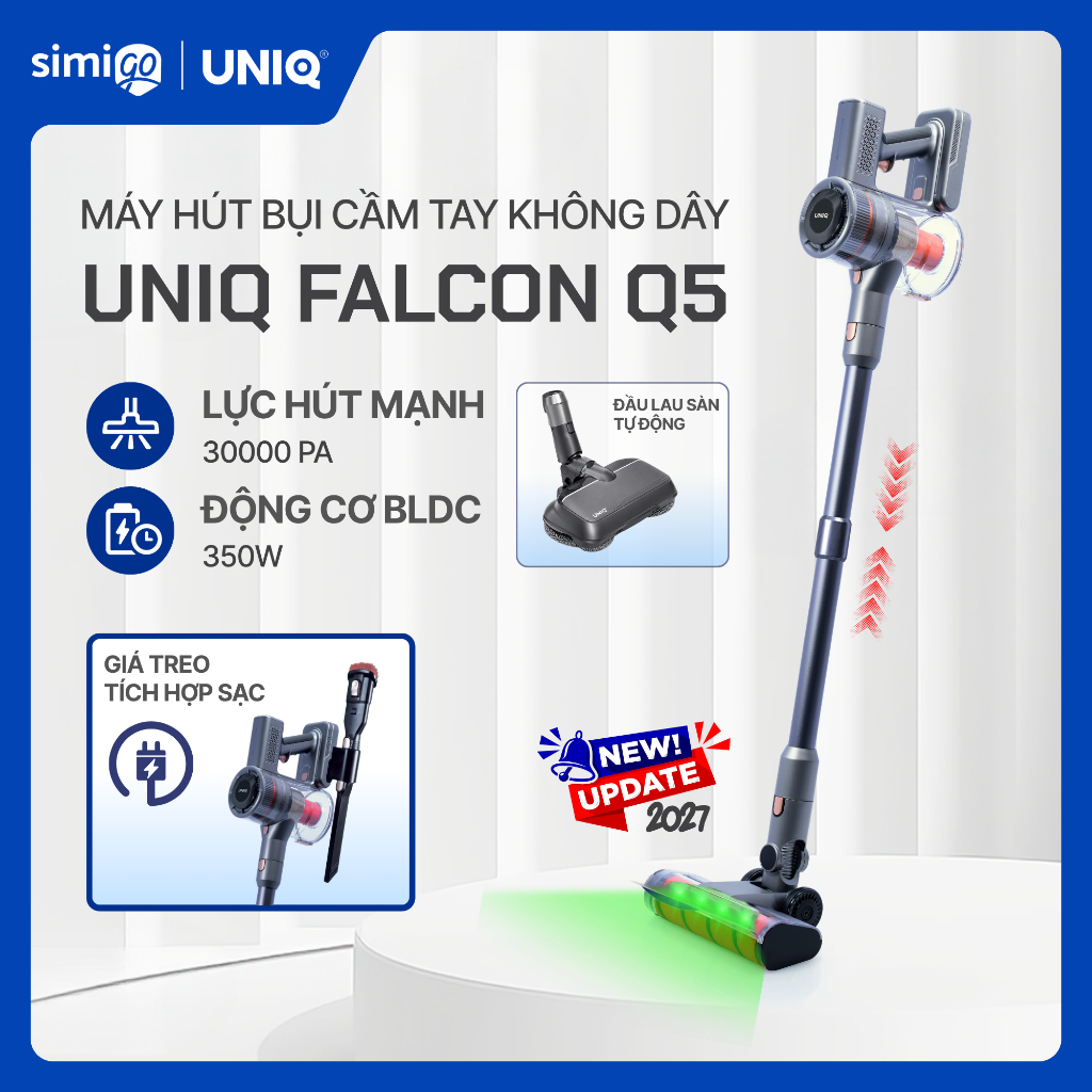 Máy hút bụi cầm tay không dây UNIQ Falcon Q5 cây hút bụi lau nhà giường nệm gia đình đa năng xe ô tô ga sofa mini