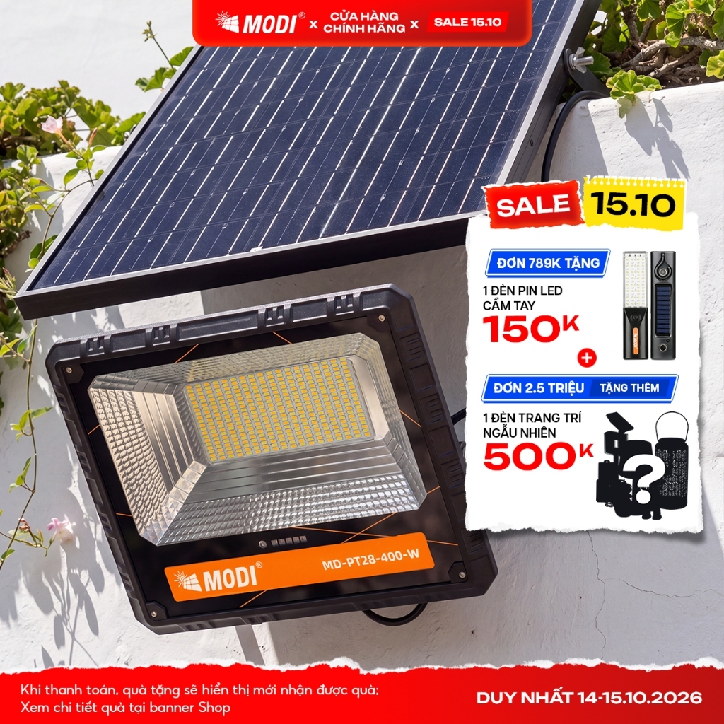 Đèn Led Năng Lượng Mặt Trời MODI SOLAR Siêu Sáng Chống Nước Loại 50W, 80W, 120W, 200W,300W, 400W