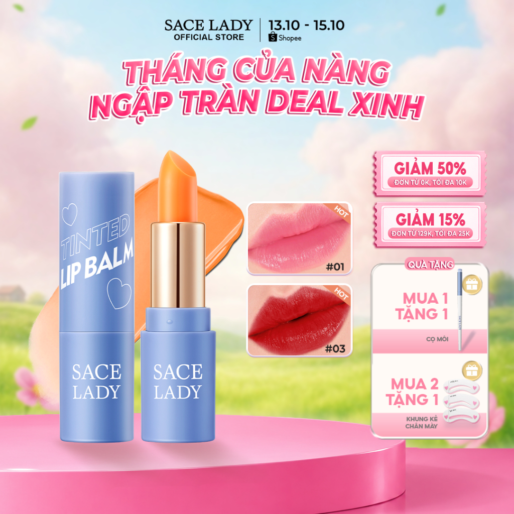 Son Dưỡng Môi SACE LADY  Thay đổi Dưỡng ẩm Nhiệt độ Son Môi Siêu Dính 3.5g