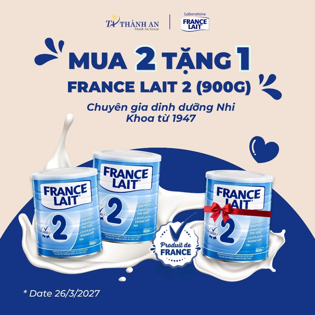 Sữa France Lait 2 Nhập Khẩu Tại Pháp Hỗ Trợ Bé Tăng Cân Phát Triển Chiều Cao Tiêu Hóa Tốt. Date T3/2027