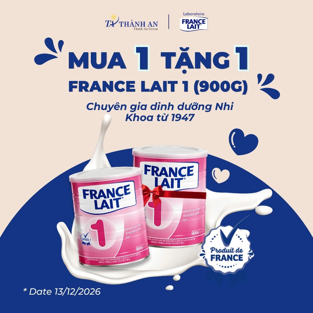 Sữa France Lait 1 400g/900g Nhập Khẩu Tại Pháp Hỗ Trợ Giúp Bé Phát Triển Toàn Diện.