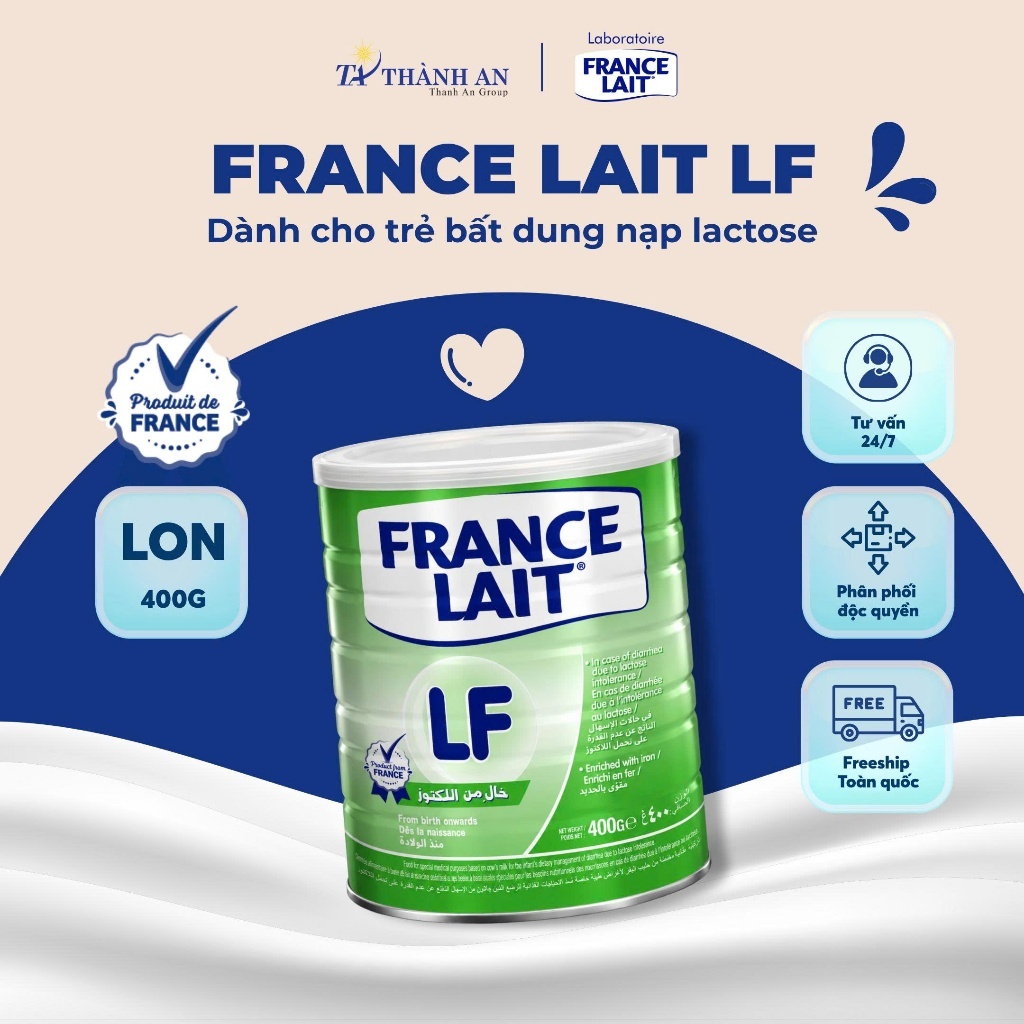 Sữa France Lait LF Nhập Khẩu Từ Pháp Hỗ Trợ Tiêu Hóa Cho Trẻ Bất Dung Nạp Lactose. Dung Tích 400g