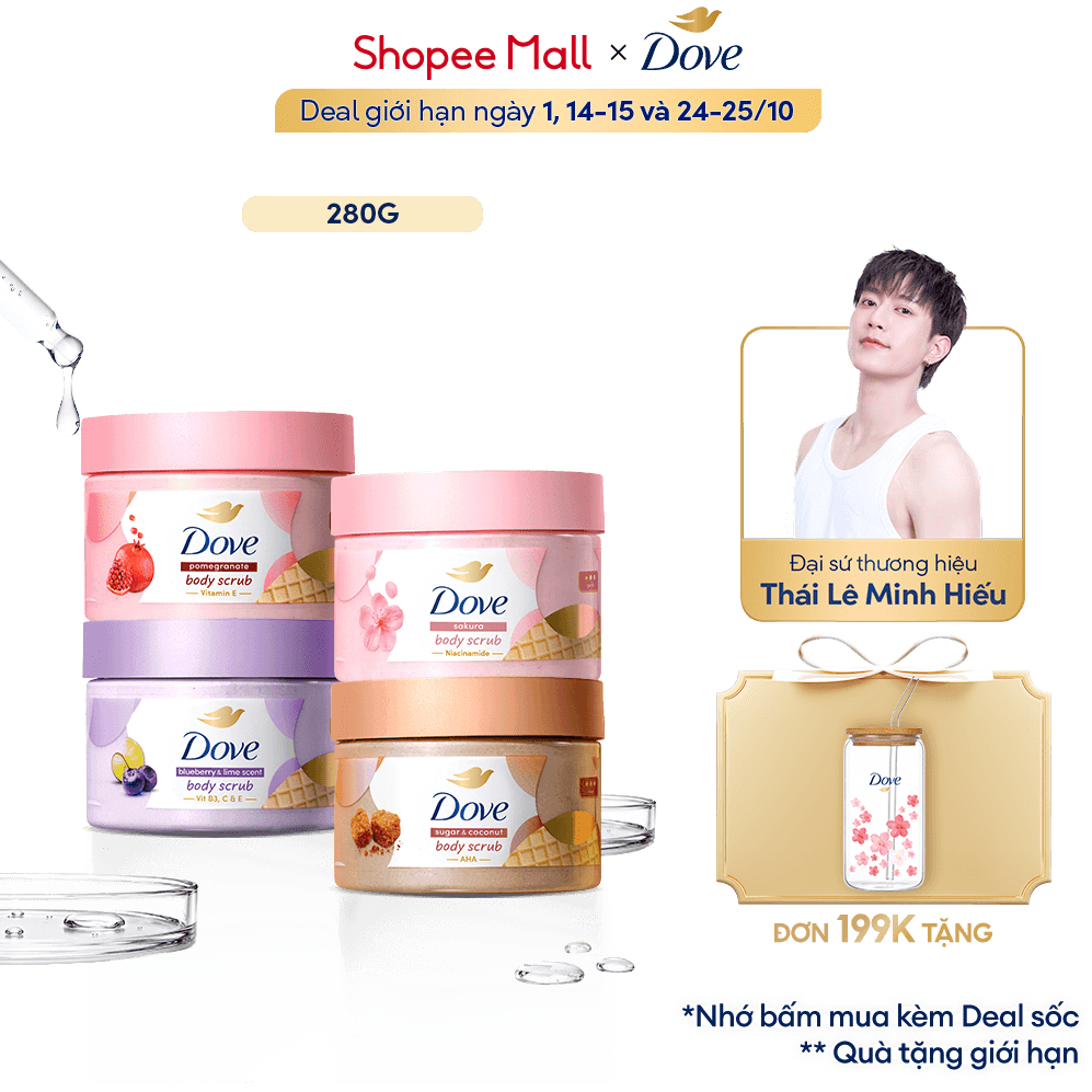 [CHÍNH HÃNG ĐỘC QUYỀN] Tẩy Tế Bào Chết Body Dove Chăm Da Sáng Mịn 280G