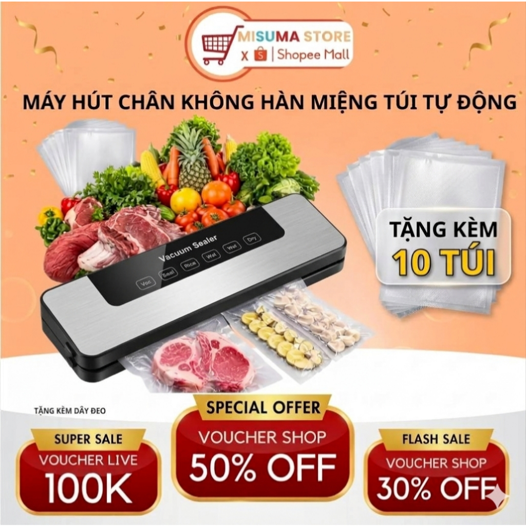 Máy Hút Chân Không Hàn Miệng Túi, Máy Đóng Gói Thực Phẩm Tự Động Tích Hợp Khử Trùng Bằng Tia Cực Tím