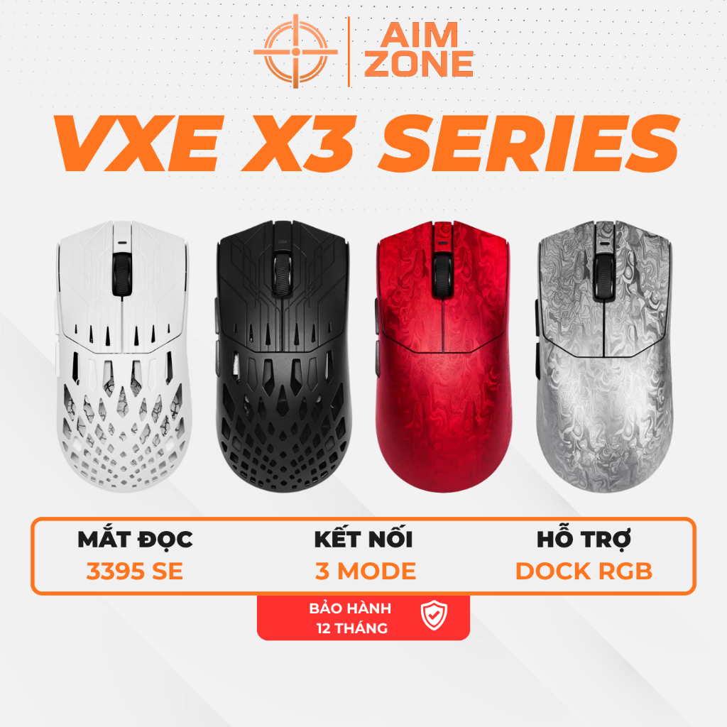 Chuột Gaming Không Dây VXE Dragonfly X3 | X3 Pro | X3 Tubro | Dock Sạc RGB | 3 Mode Kết Nối - Hàng Chính Hãng | BigBuy360 - bigbuy360.vn